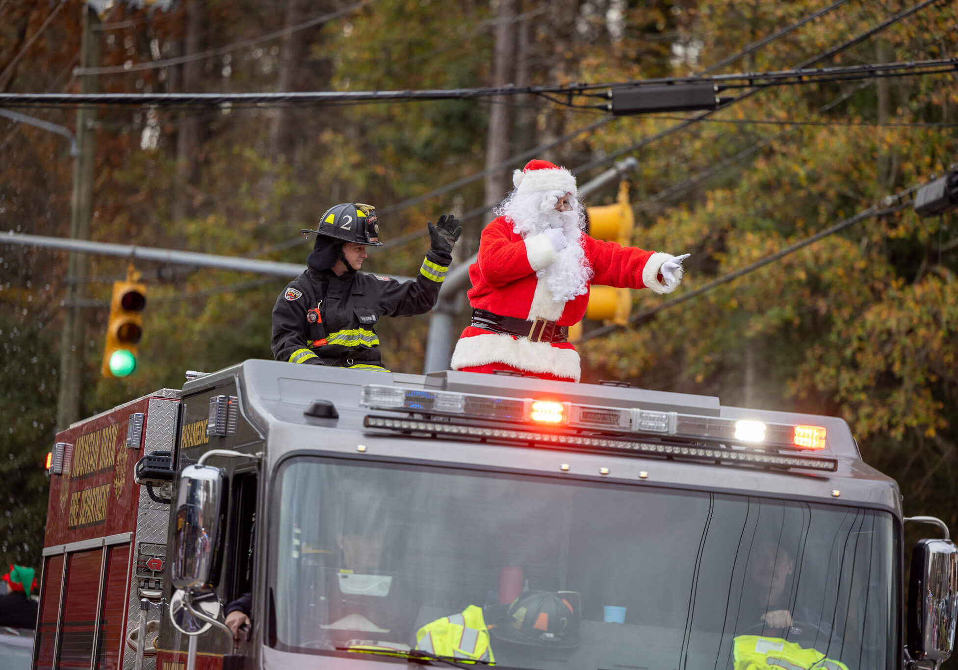 santa on a firetruck